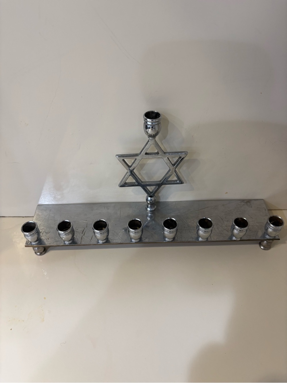 Silver Star of David Menorah